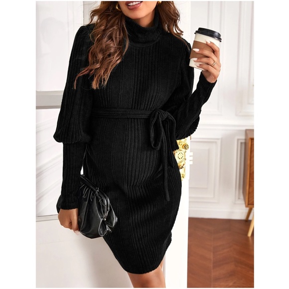 BellanBlue Dresses & Skirts - Maternity Ribbed Turtleneck Sweater Dress